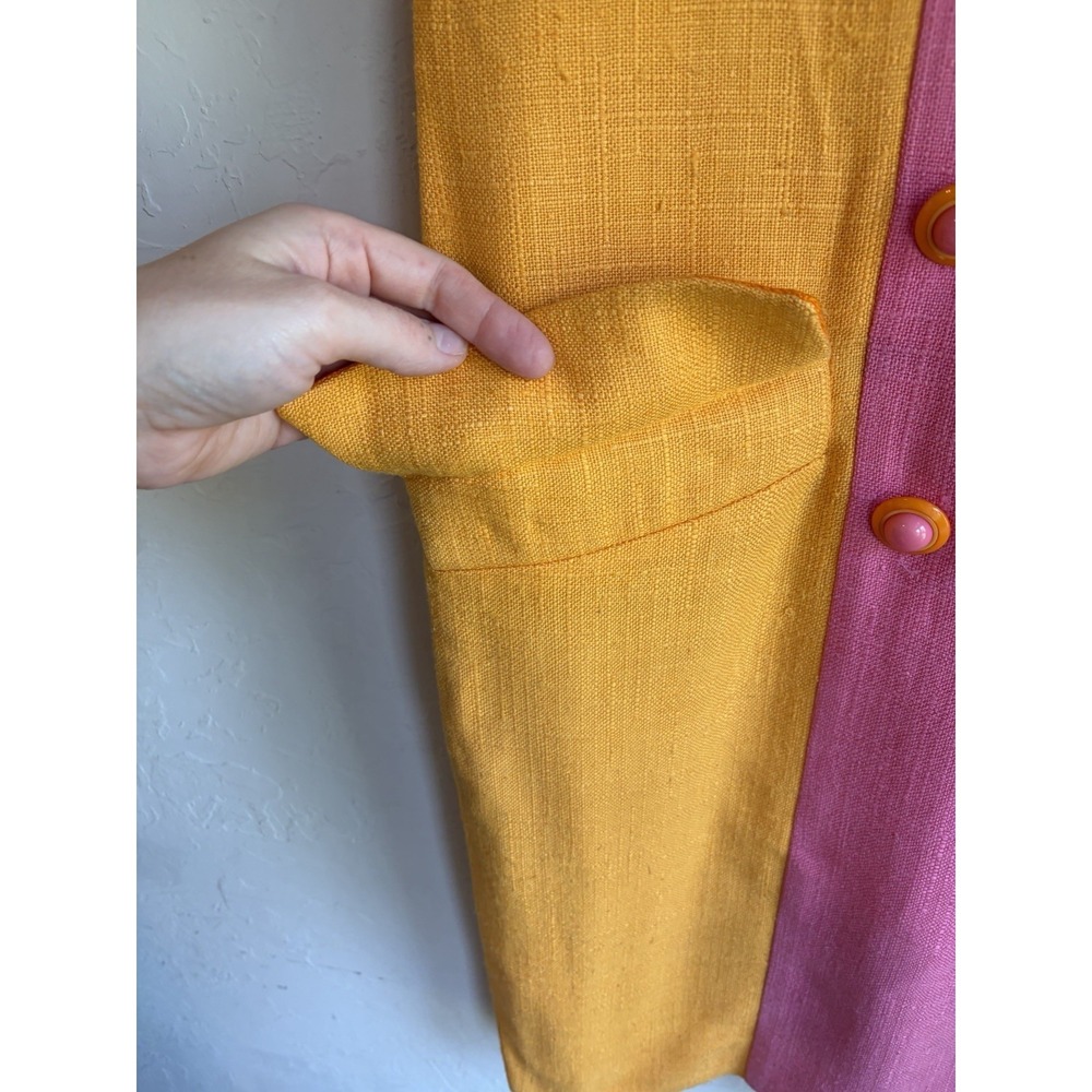 Vintage 80s 90s Oscar De La Renta Balliets Mod Shift Jacket Dress 6 Colorblock - Picture 10 of 12